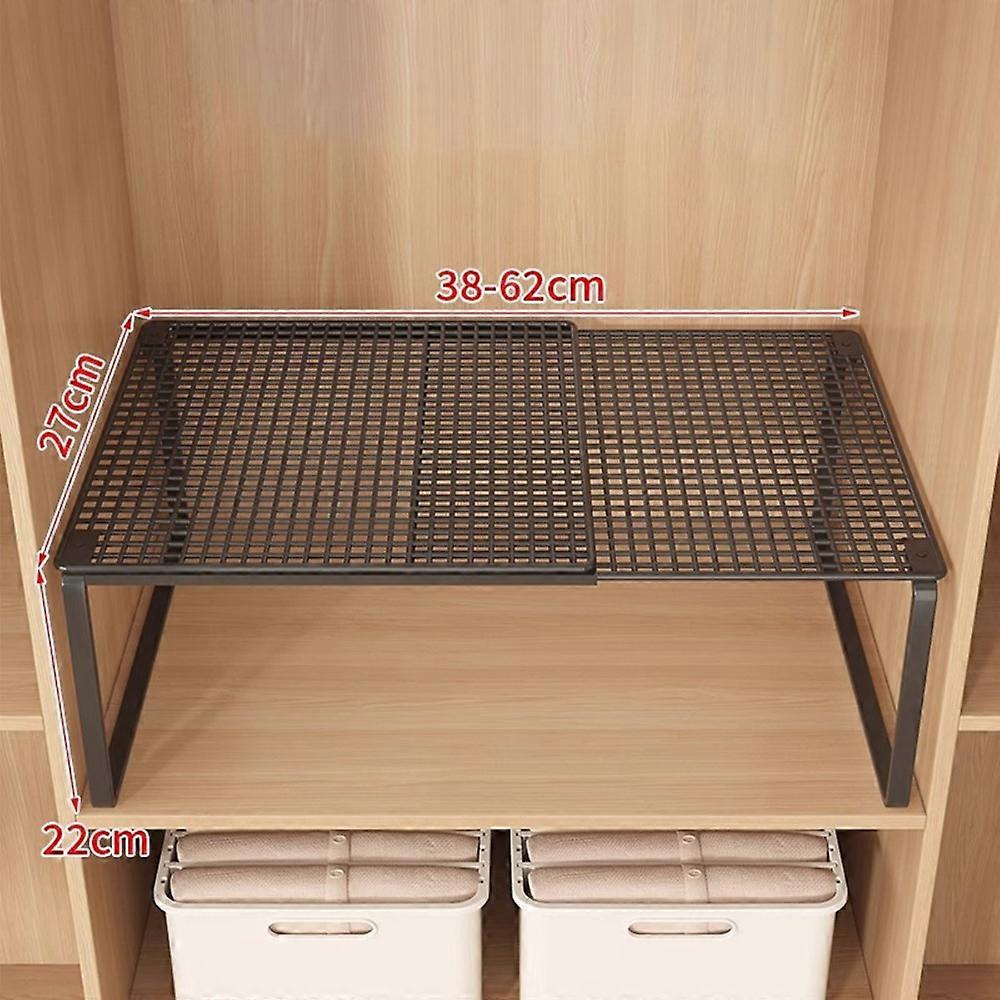38-62cm Expandable Closet Organizer Shelf Pull-Out Partition Clothes Storage Holder for Space Saving