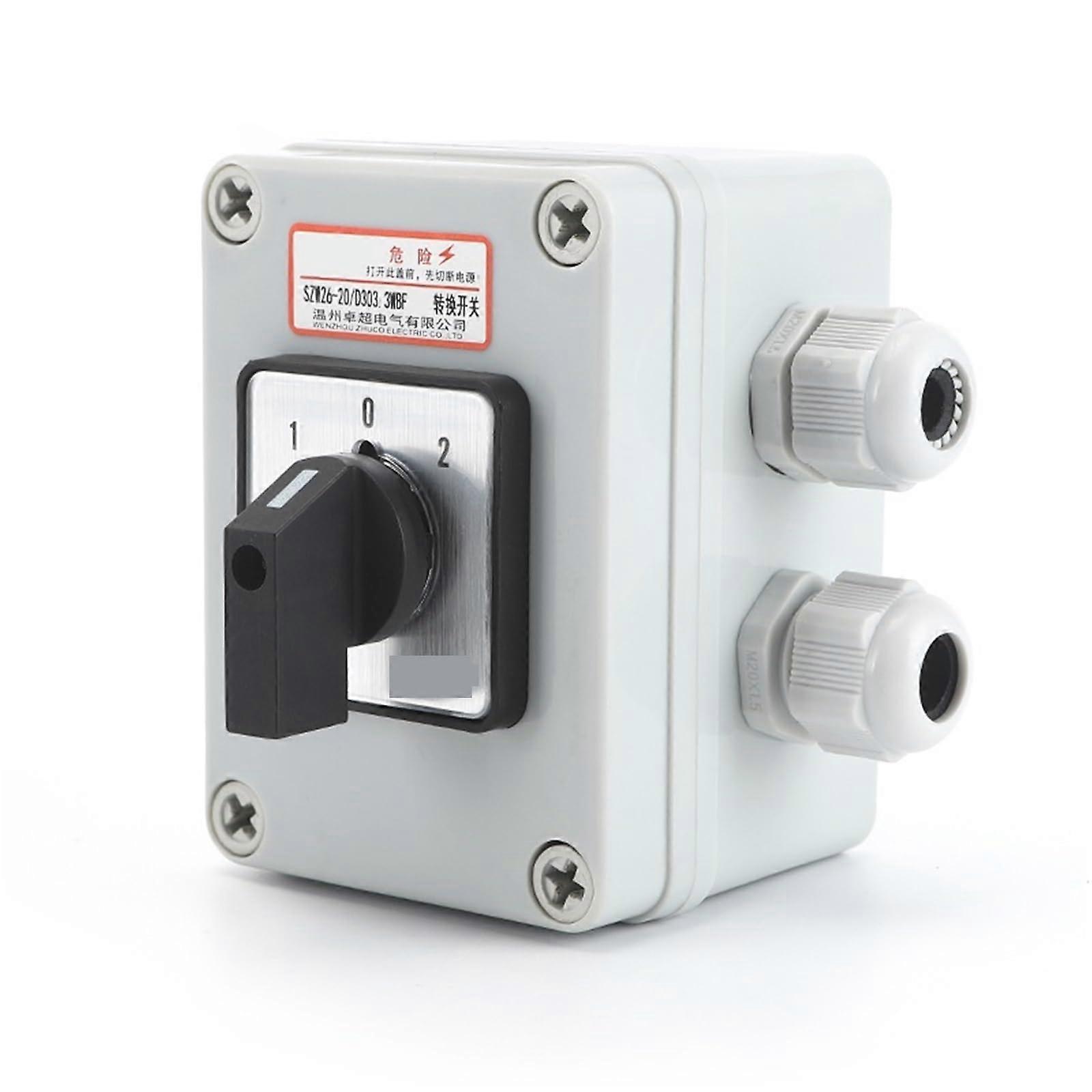 20A 3Pole Universal Rotary Cam Changeover Switch With Waterproof Dustproof Sealed Box