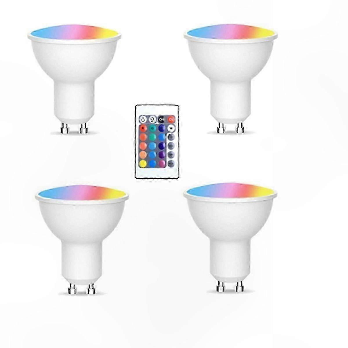 4-Pack GU10 LED Bulbs with Remote Control, Memory Function, 17 Color Options, Adjustable Spot Light, 4 Dynamic Modes