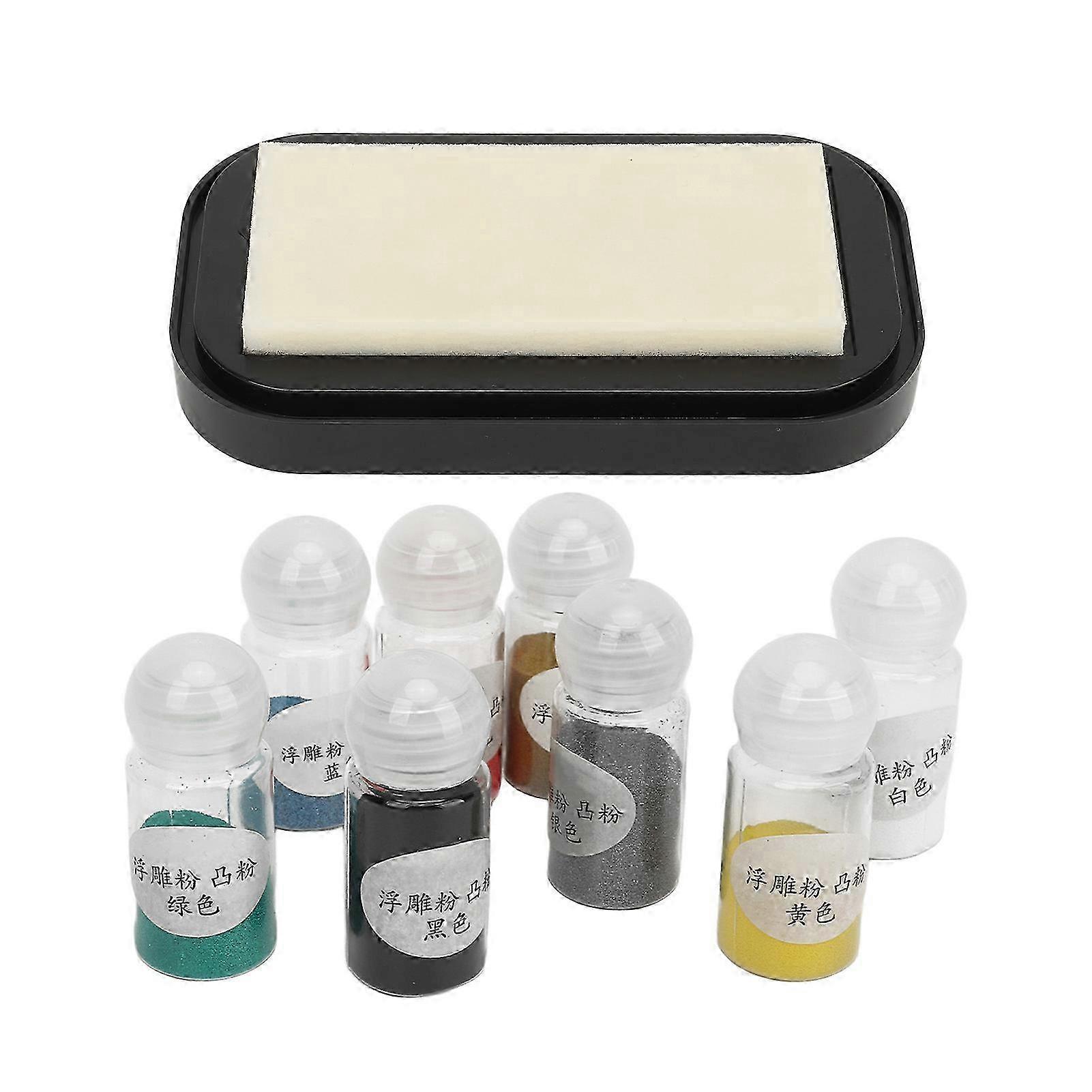 8 Colors Embossing Powder Set with Embossing Ink Pad DIY Embossing Kit for Beginner Scrapbooking Paper Crafting