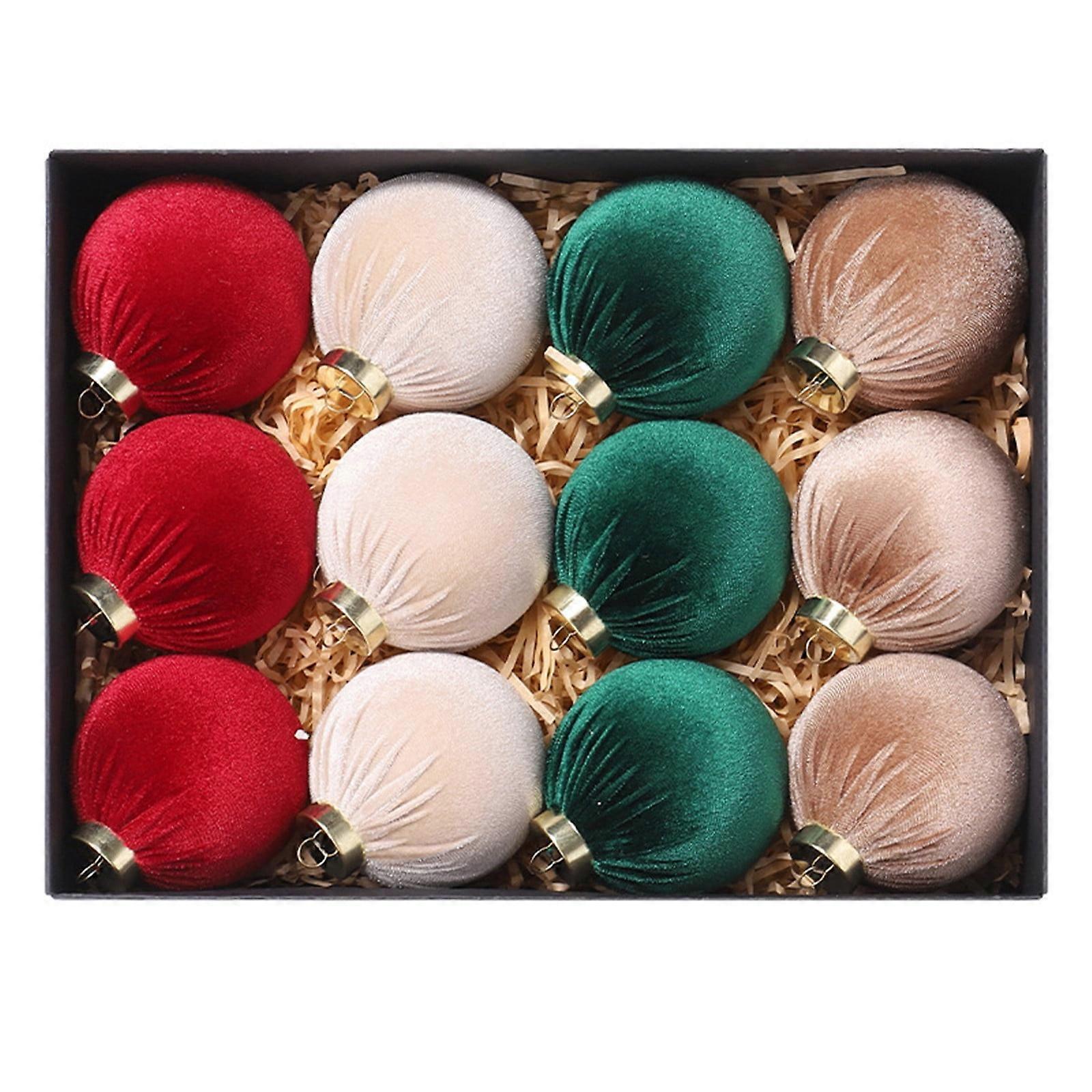 Christmas Ball Ornaments Sets for Tree Decorations, Plush Pendant Balls, compatible with YANHAIGONG