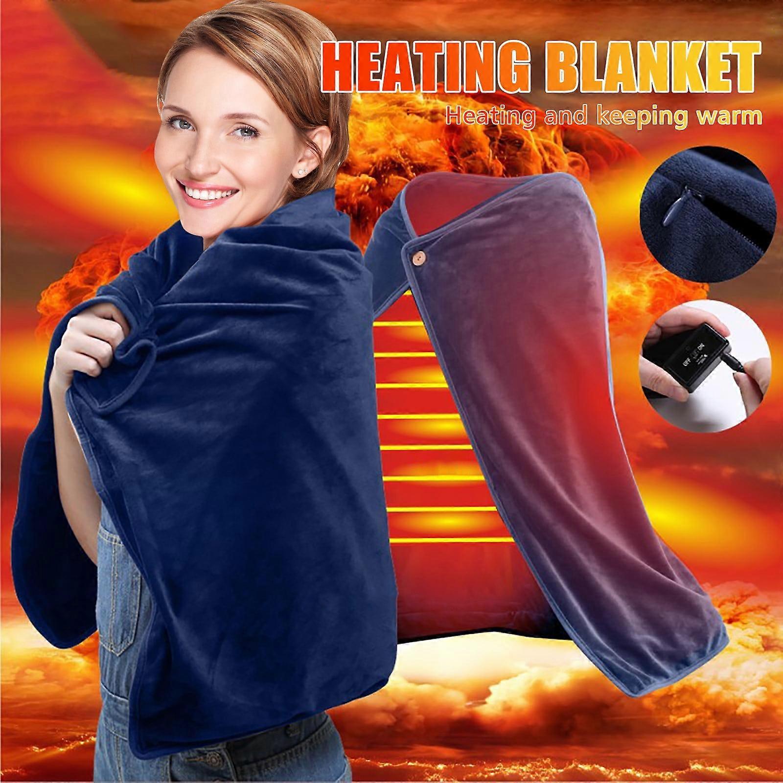 Giyblacko BlanketUSB Heated Shawl Electric Heated Blanket Plush Flannel Blanket With 3 Heat Level Setting For Car Office Home Travel 100x70cm