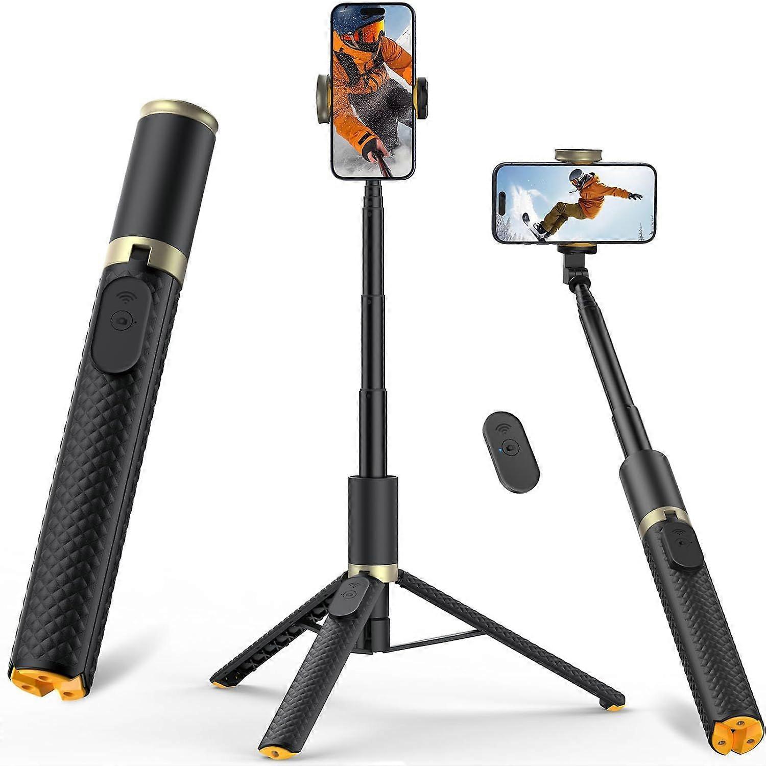 62 inch mobile phone tripod and selfie stick, tripod for iPhone with remote control, portable and lightweight travel stand for selfie video recording 