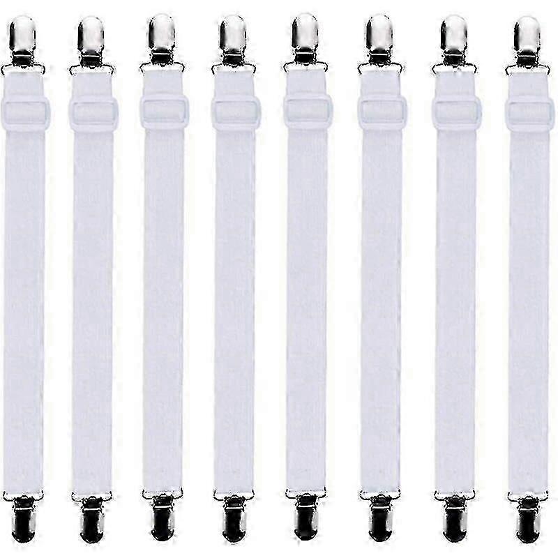 -8Pcs (30cm to 120cm) Adjustable Fitted Sheet Bed Sheet Tensioner, Adjustable Tensioners, Suitable for All Beds and Mattresses,White Edition 1110