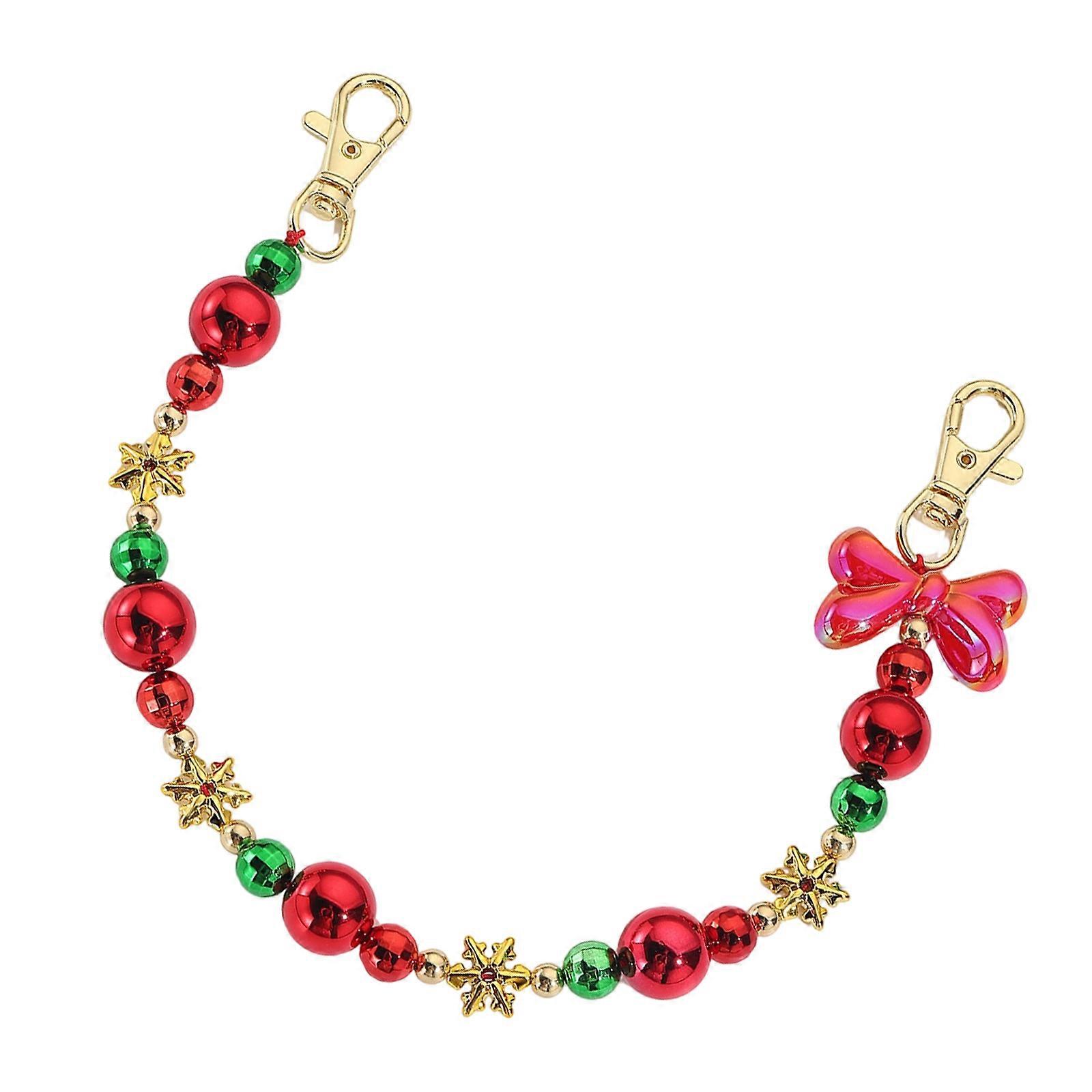 Portable Resin Keychain Decoration Featuring Snowflake Patterns Cute Christmas Key Holder Ideal For Stocking Stuffers Multicolor