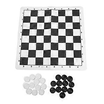 Dame Set Pädagogisches tragbares faltbares PU-Lederbrett Dame Brett Brettspiel für Kinder Erwachsene 