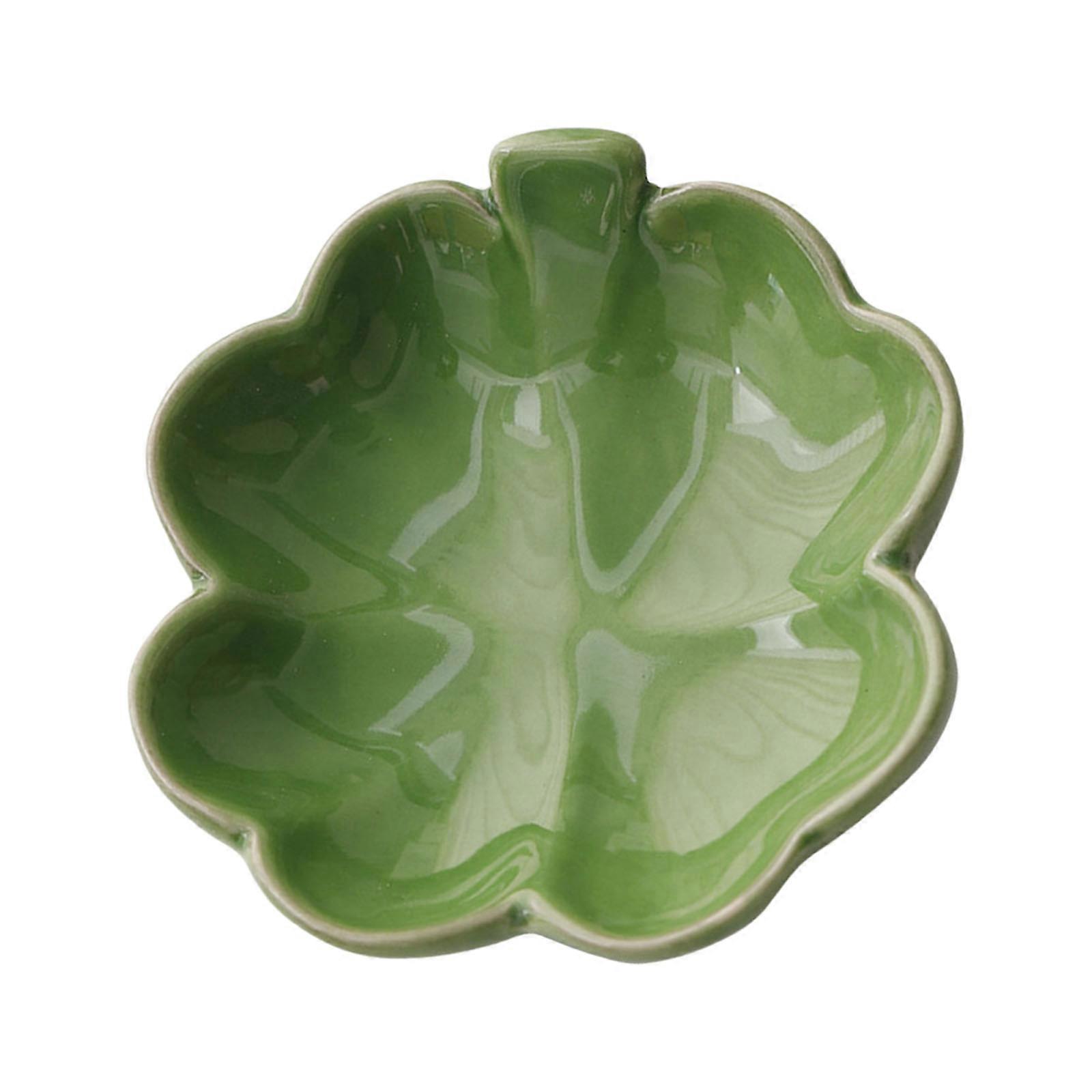 Ceramic Jewelry Tray Clovers Pattern Multiple Section Organizers Quick Access Storage Solution Multicolor