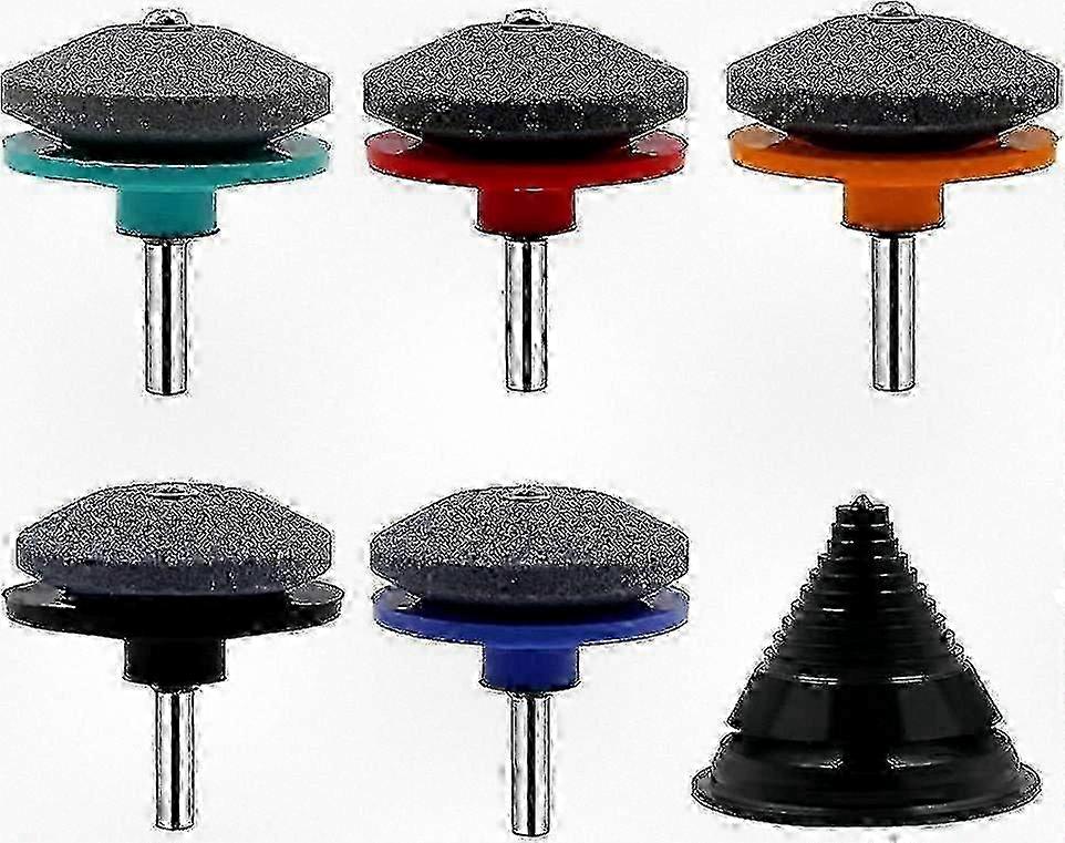 5-Piece Lawn Mower Blade Sharpener Set with Balance Tool �C Drill-Compatible Accessory for Mower Maintenance 2025