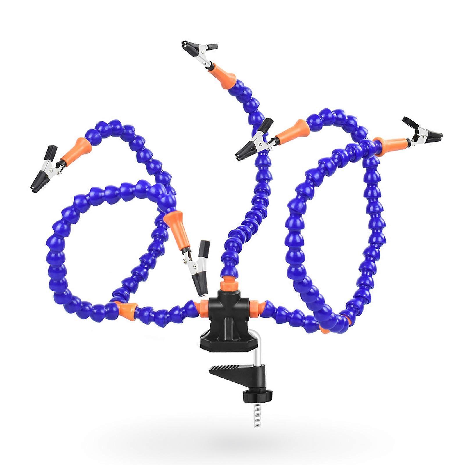 Professional Helping Hands Soldering Aid 3Flexible Gooseneck Arms 3XMagnifier LED Light Essential Tool for Soldering  Blue