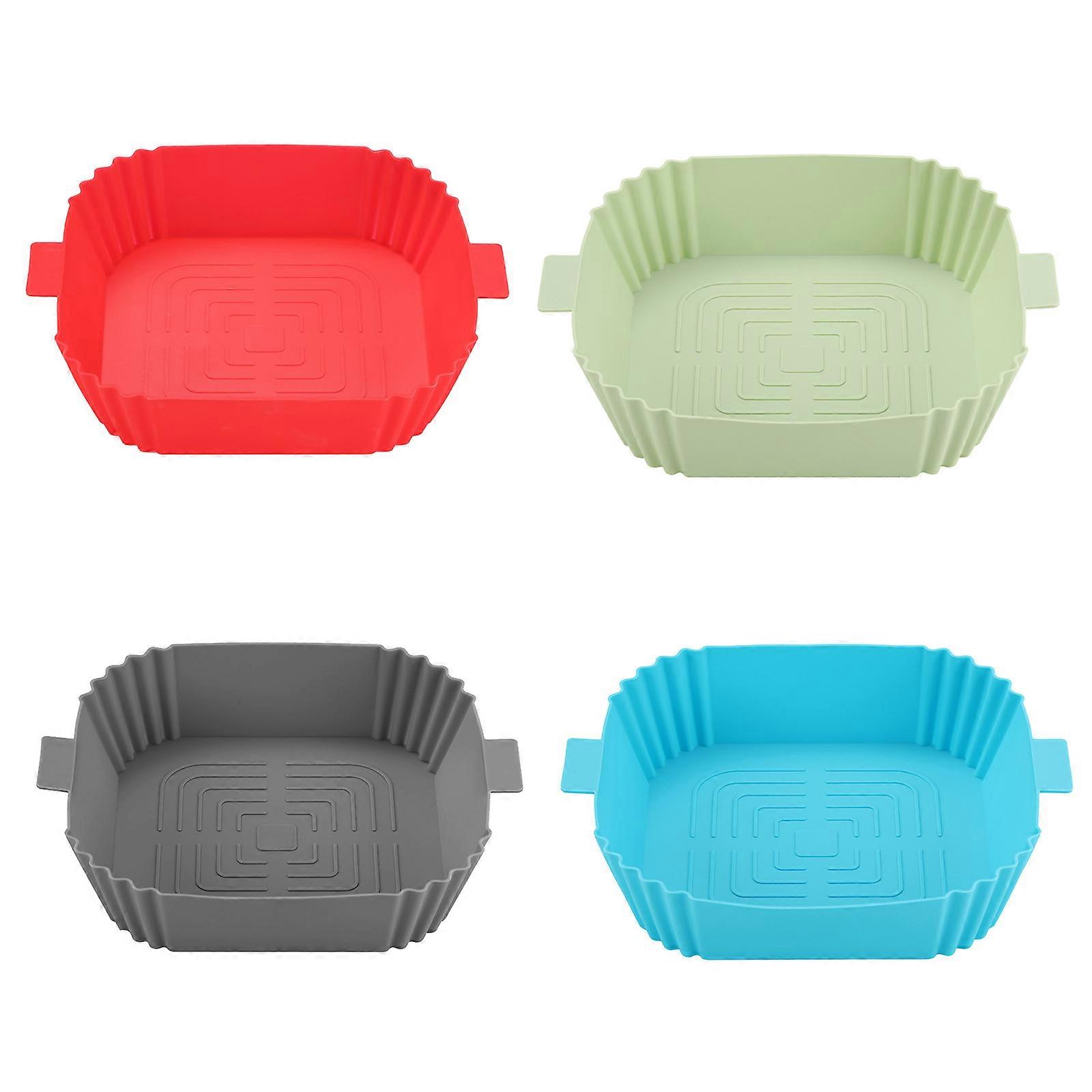 Silicone Insert Baking Mould Set For Air Fryer, Nonstick Square Basket Liners With Handles, Dishwasher Safe Accessories Multicolor