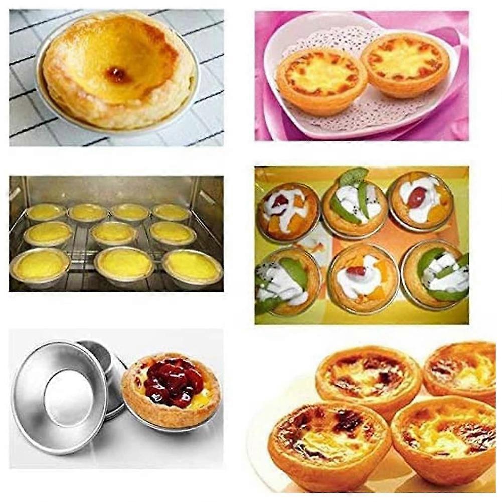 25 stuks eierpasteivorm, eierpasteibeker, eierpasteibodem, rond, herbruikbaar, antiaanbak (aluminium)