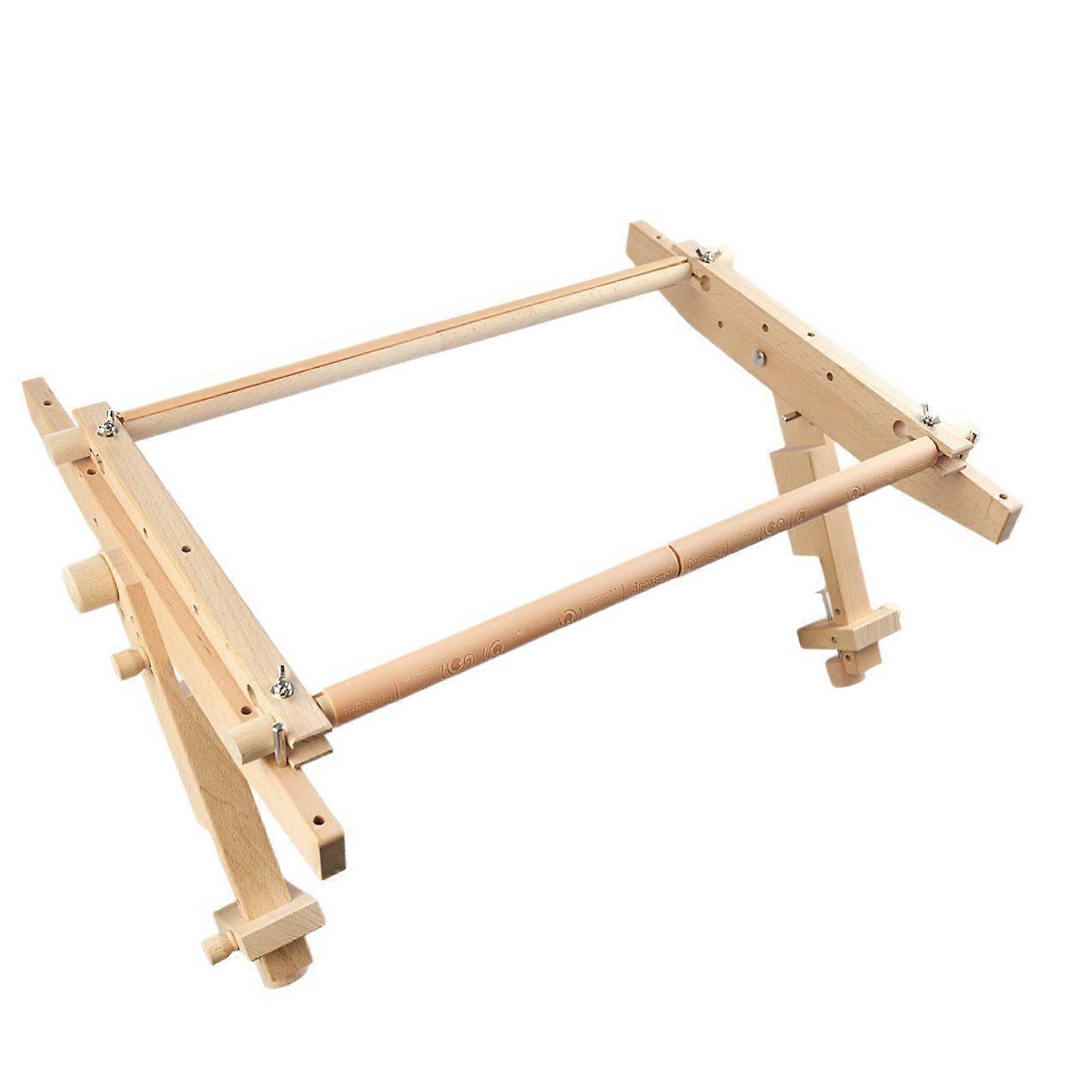 Beechwood Embroidery Stand Adjustable Craft Frame With Secure Fabric Holders Ideal For Travel Projects Multicolor