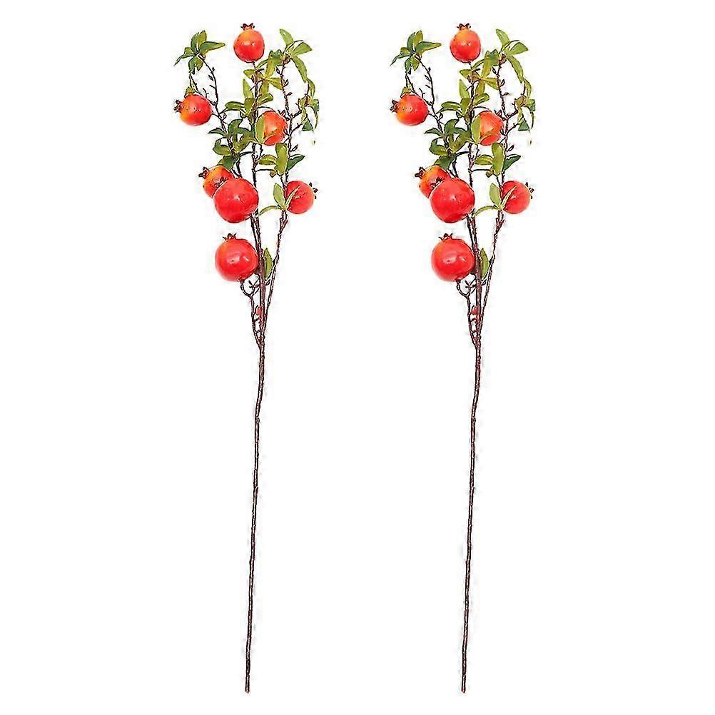 2pcs Simulated Pomegranate Branches Foams Pomegranate Stems Scene Layout Props