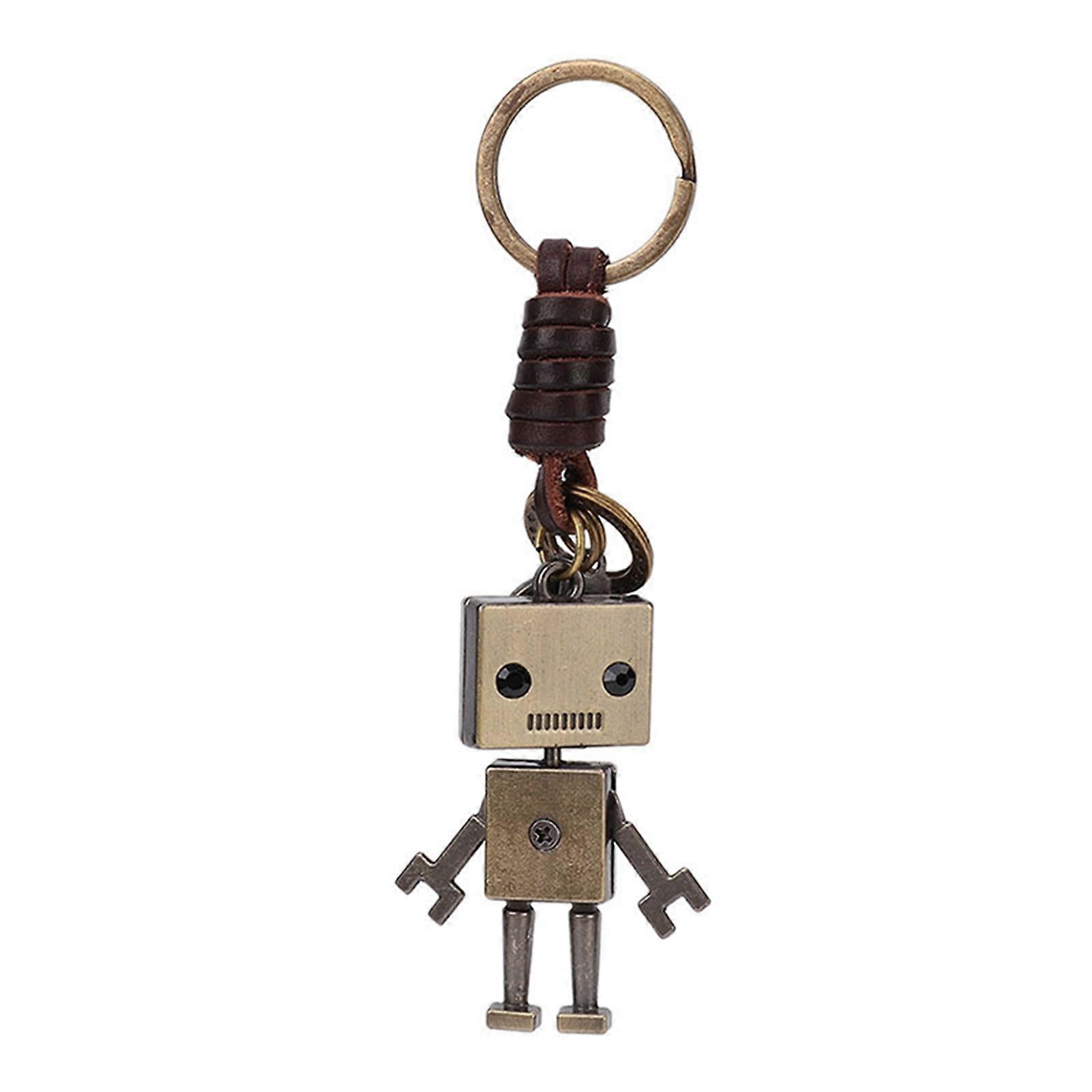 Robot Key Chain Alloy Leather Decorative Key Holder Keychain...