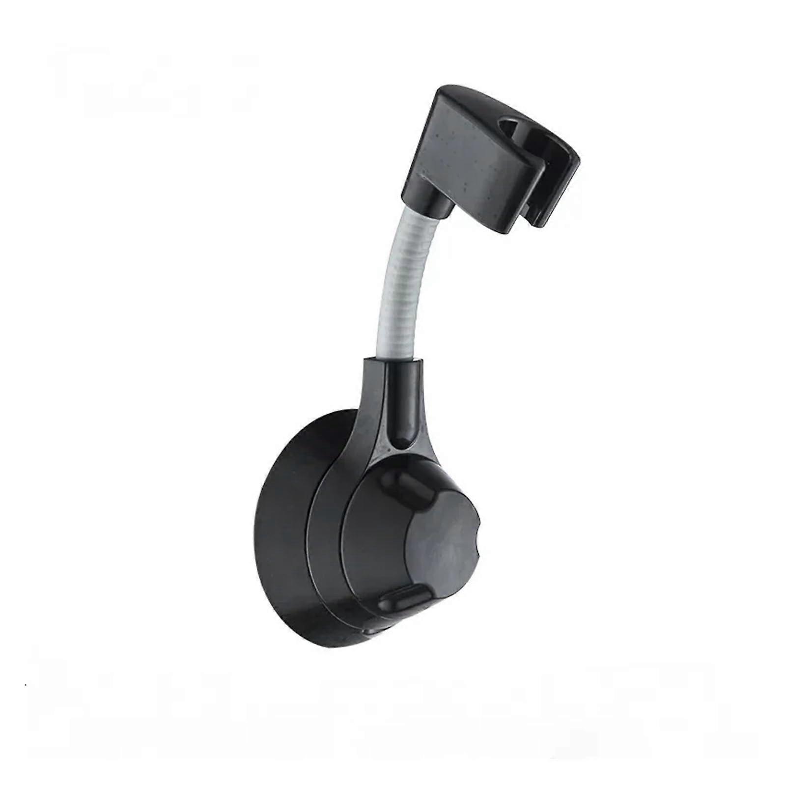 Suction Cup Shower Head Holder Adjustable Wall Mount Punch MultiAngle Bracket for Bathroom (Black)