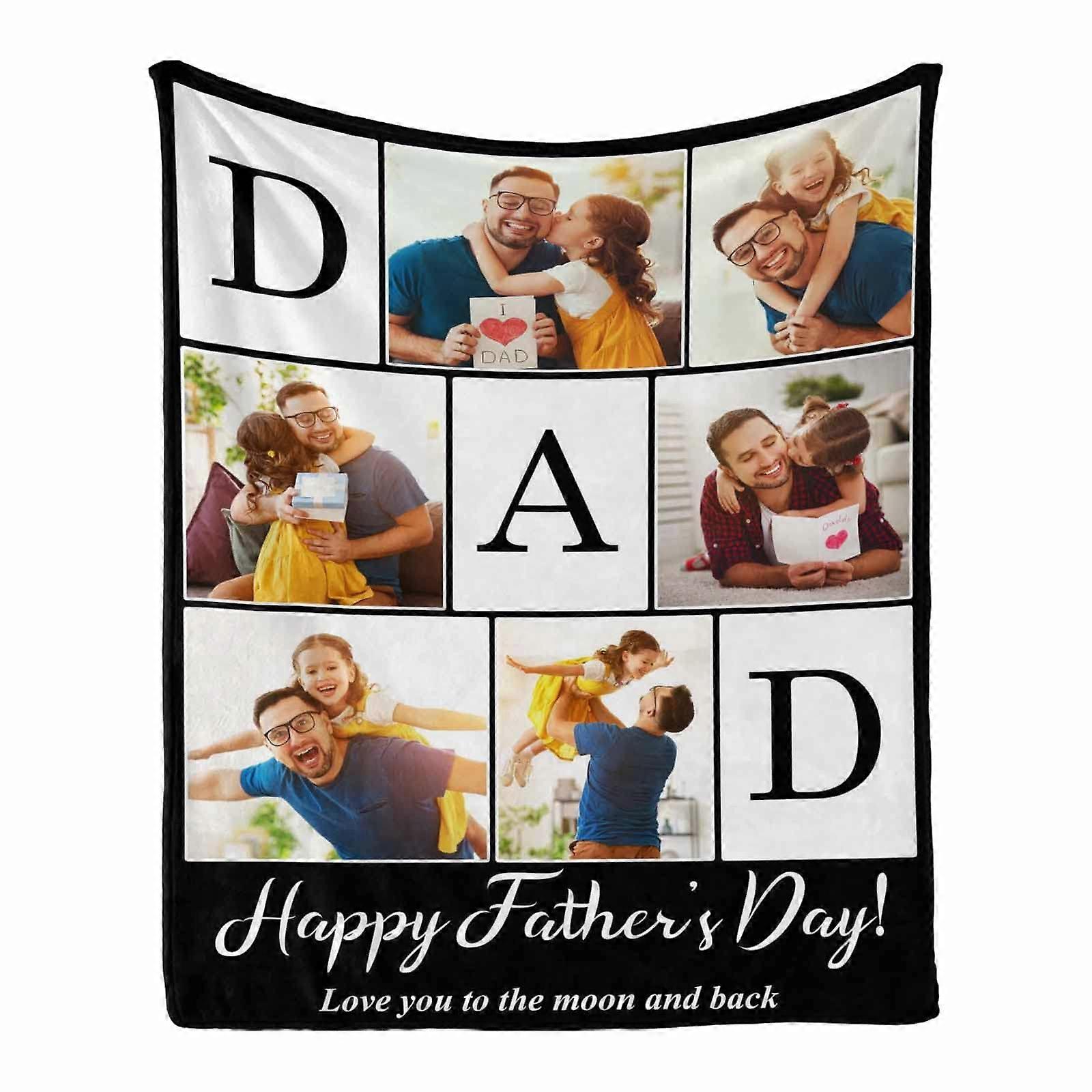 Fleece Blanket for Dad with Custom Photo Design, Father's Day Gift 30x40 Style 17