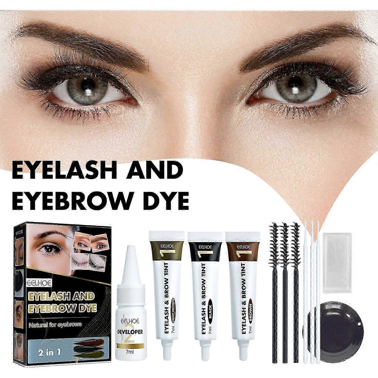 Eelhoe Eyebrow Dye Eyelash Set Sweat-Proof Non-Fading Non-Blooming Two-In-One Eyelash Eyebrow Dye Set