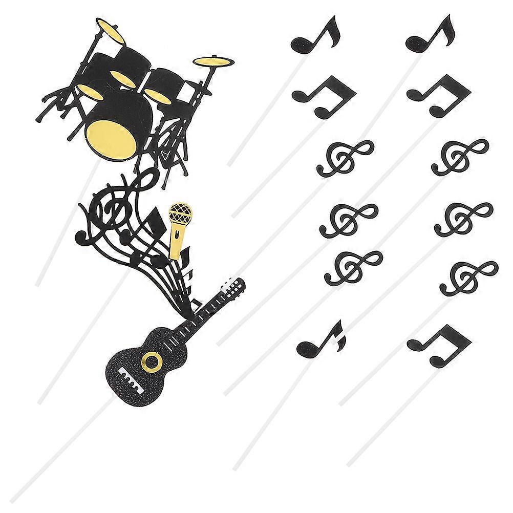 Guitar Cake Topper for Party Decoration Including 40Pcs Musical Elements