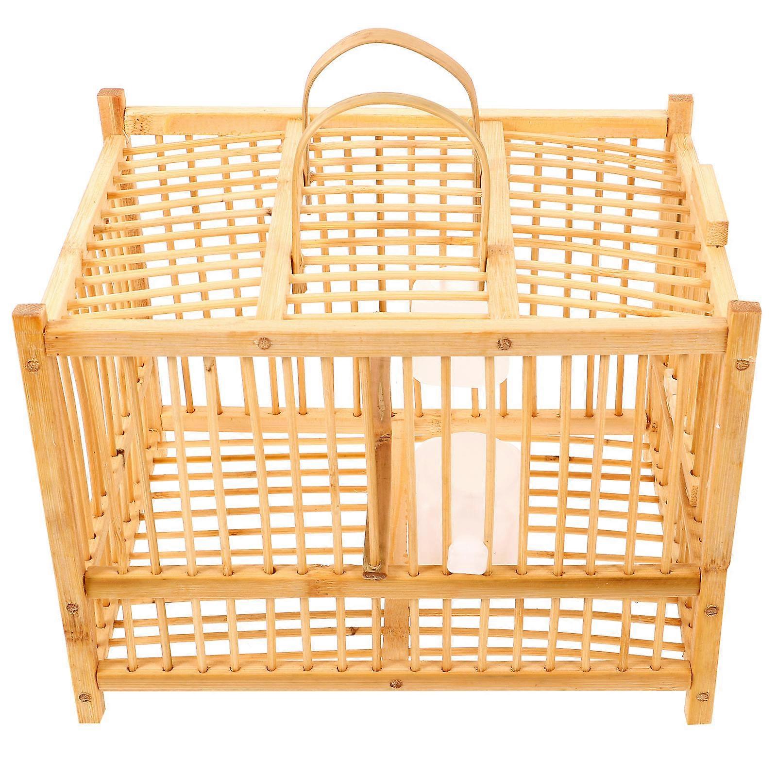 Portable Bamboo Bird Cage Bird Carrier for Home Use with Handle
