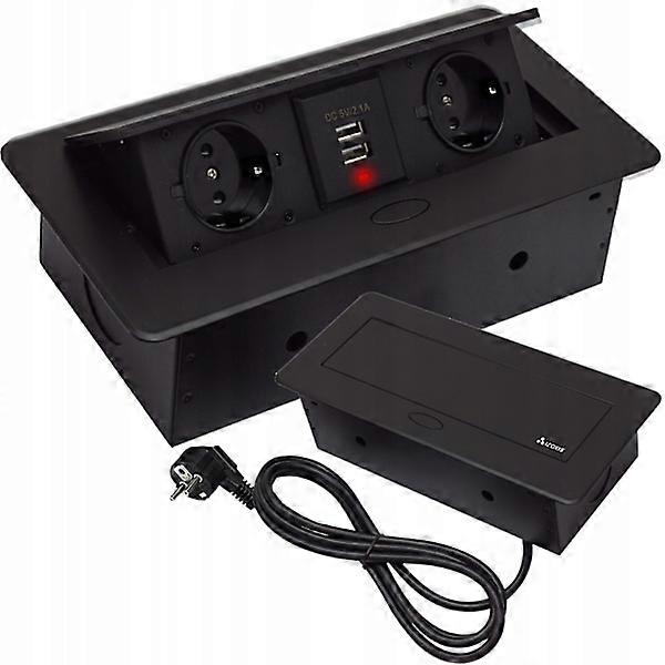 Socket strip with USB Black