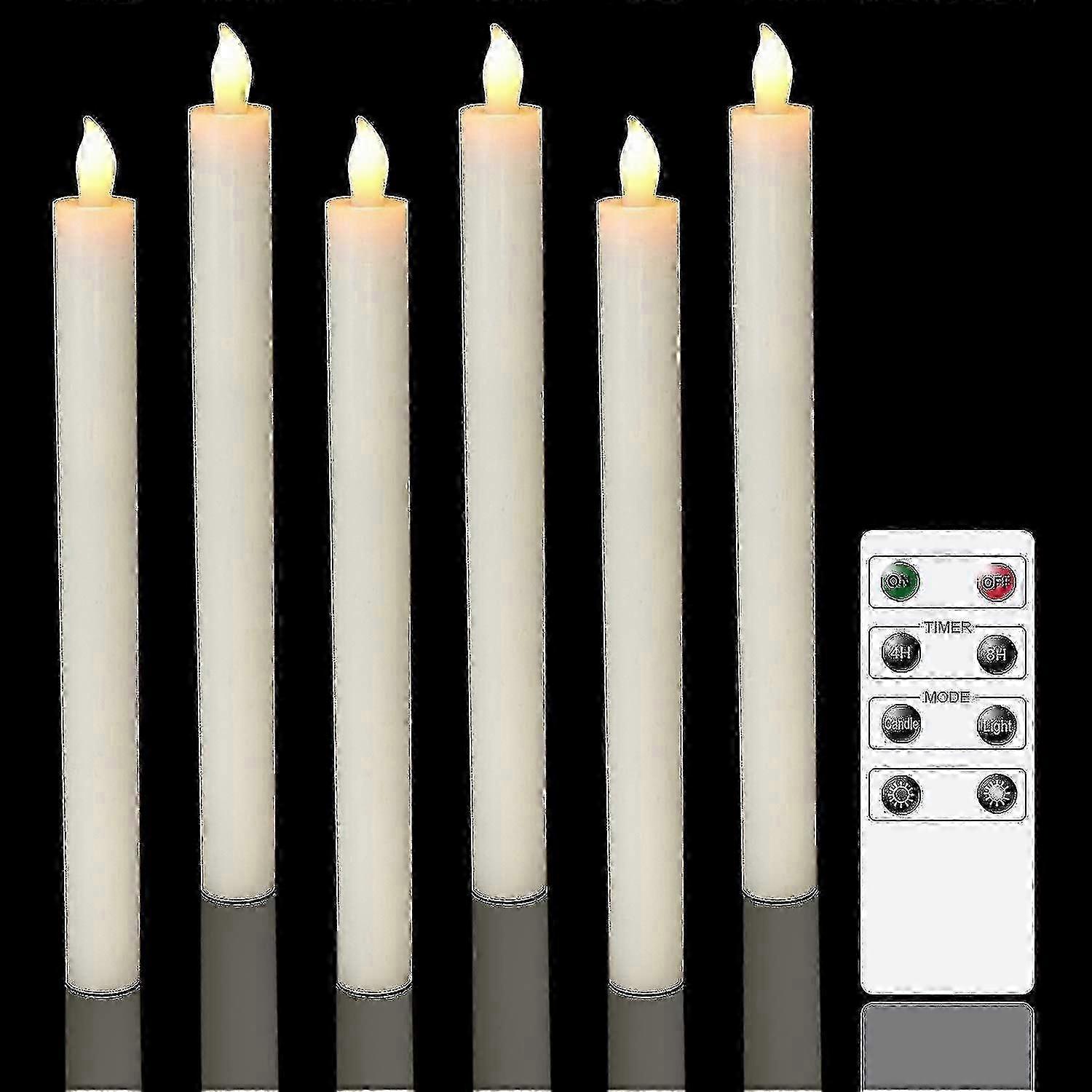 Warm White Flickering LED Candles for Wedding Decorations, 6 Pack with Remote Control