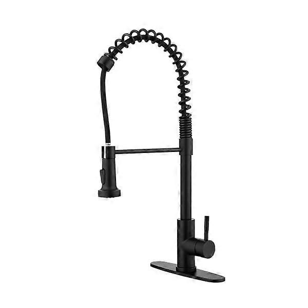 Matte Black Pull Down Kitchen Faucet with Dual Mode Spray, 360° Rotation, Solid Brass