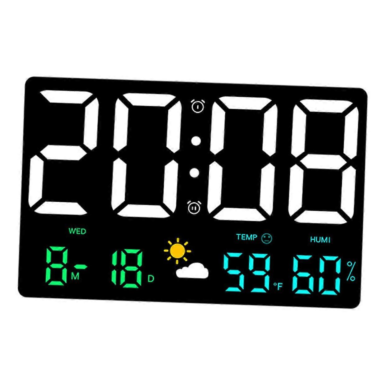 Digital Wall Clock with ColorChanging LED, Weather Display, Indoor Temp and Humidity Monitoring