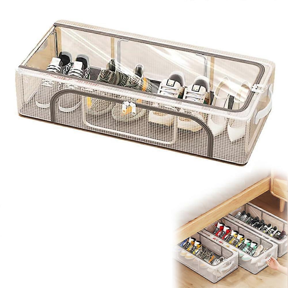 Waterproof Clear Shoe Storage Box PVC Stackable Organizer with Zip Dustproof Closet Use L