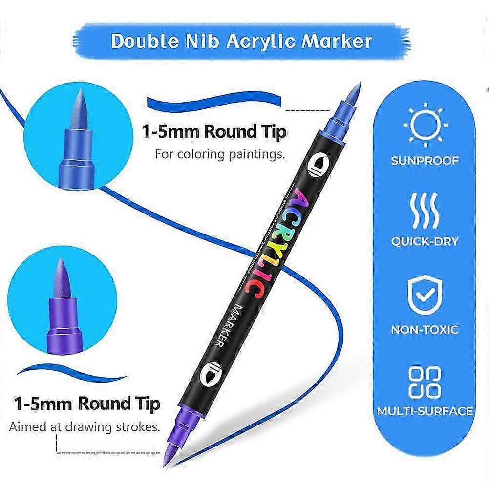 Acrylic Paint Marker Drawing Set 84pcs 168 Colors Quick Drying Water-Based Dual Tip Markers With Extra Fine Point