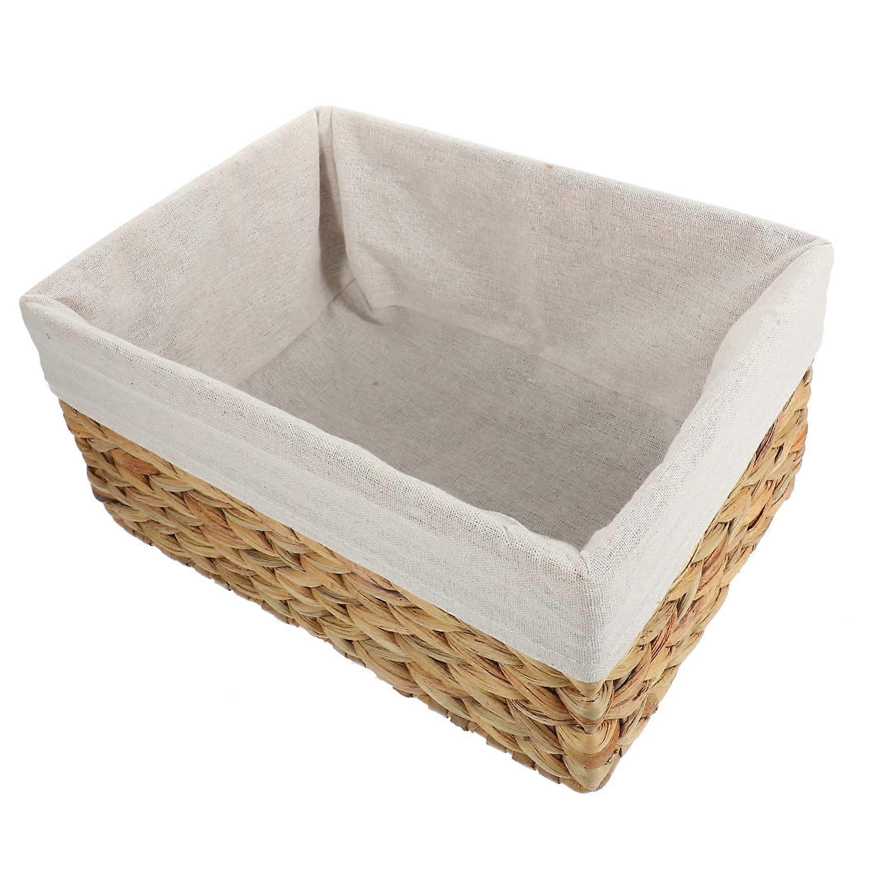 Woven Storage Baskets Set Rectangular Straw Bins for MultiRoom Organization and Farmhouse Decor