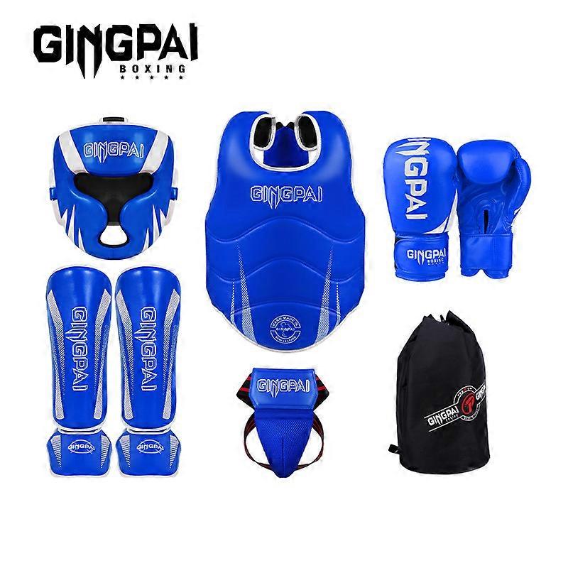 Ensemble professionnel de 6 pi��ces d'��quipement de Protection Sanda, ensemble complet de Protection de la t��te, prot��ge-tibia, Protection d'