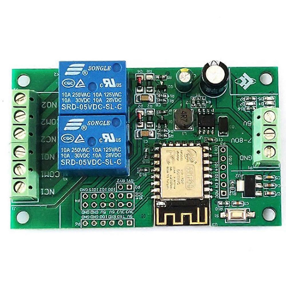 Esp8266 Esp-12F Wifi Relay Module 2Channel 5V/8-80V Network Switch