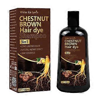 Chestnut Brown Hair Dye Shampoo, 3-in-1 Long-Lasting Natural Hair Color For Men & Women