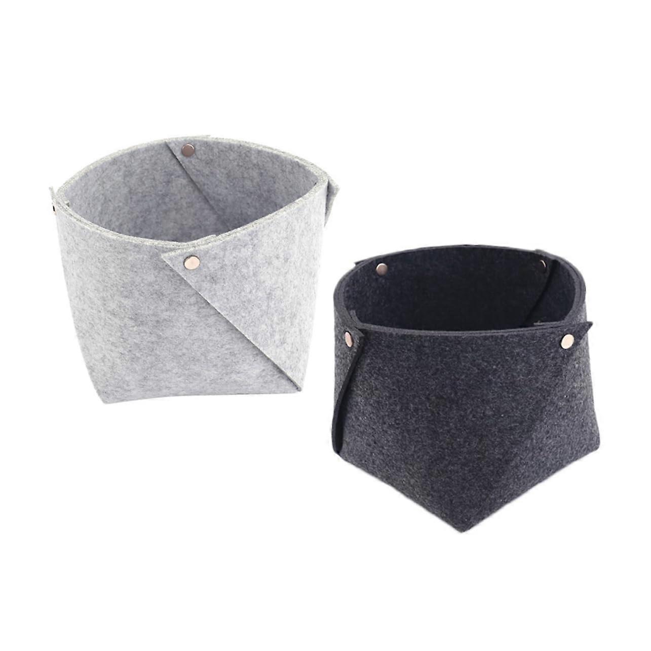 2pcs Large Felt Storage Basket Multipurpose Organizer Bin for Home Office Dorm