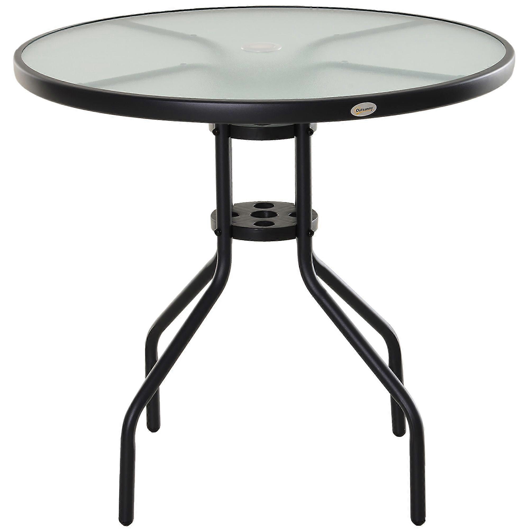 80cm Round Garden Table with Parasol Hole