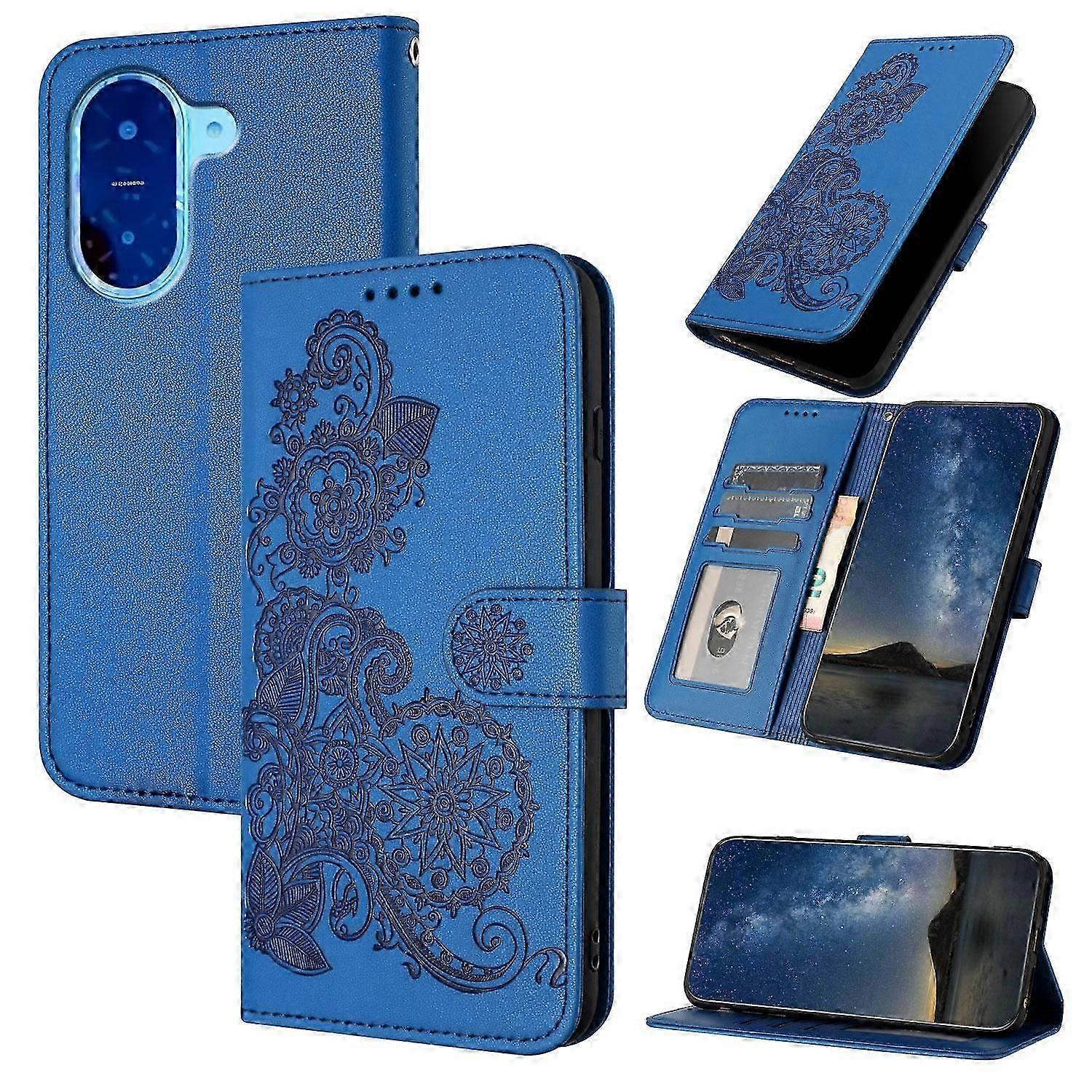 Datura Flower Embossed Flip Leather Phone Case