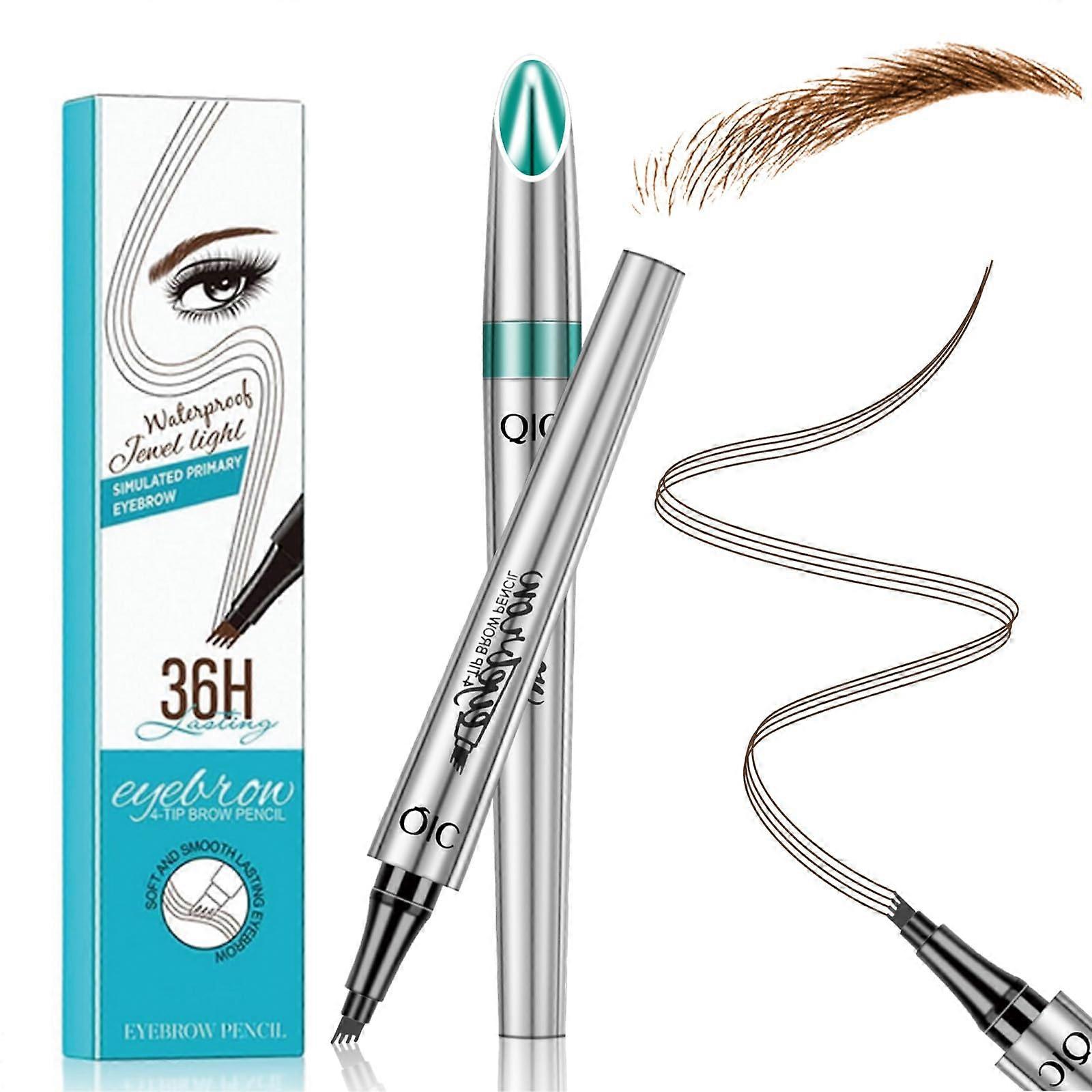 Waterproof Microblading Eyebrow Pencil Dark Brown with 4Tip Precision for Natural HairLike Strokes
