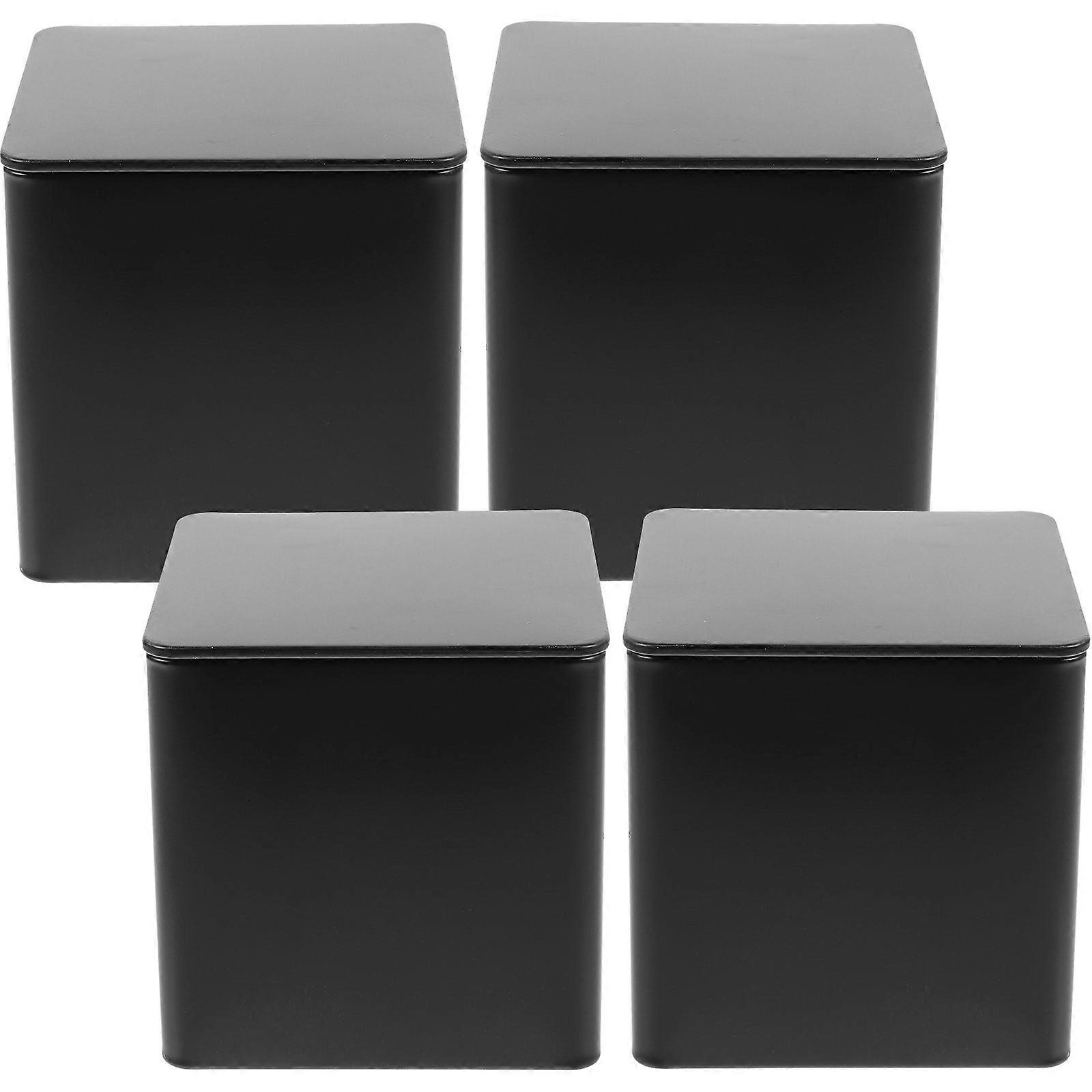 4pcs Small Tinplate Boxes Empty Containers Coffee Tea Candy Storage Containers