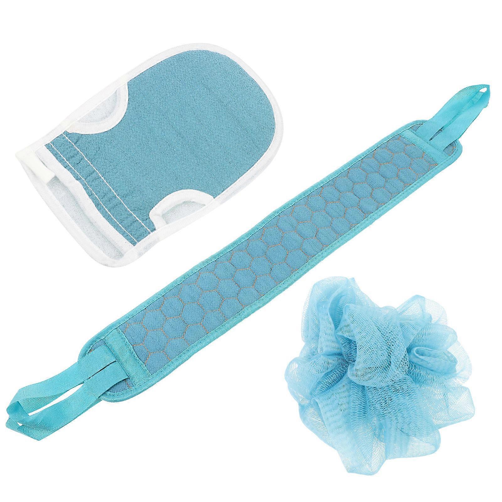 Exfoliating Body Scrubber Rectangular Back Scrubber For Bathing Sky-Blue 75X9CM Create Rich Bubbles 1Set
