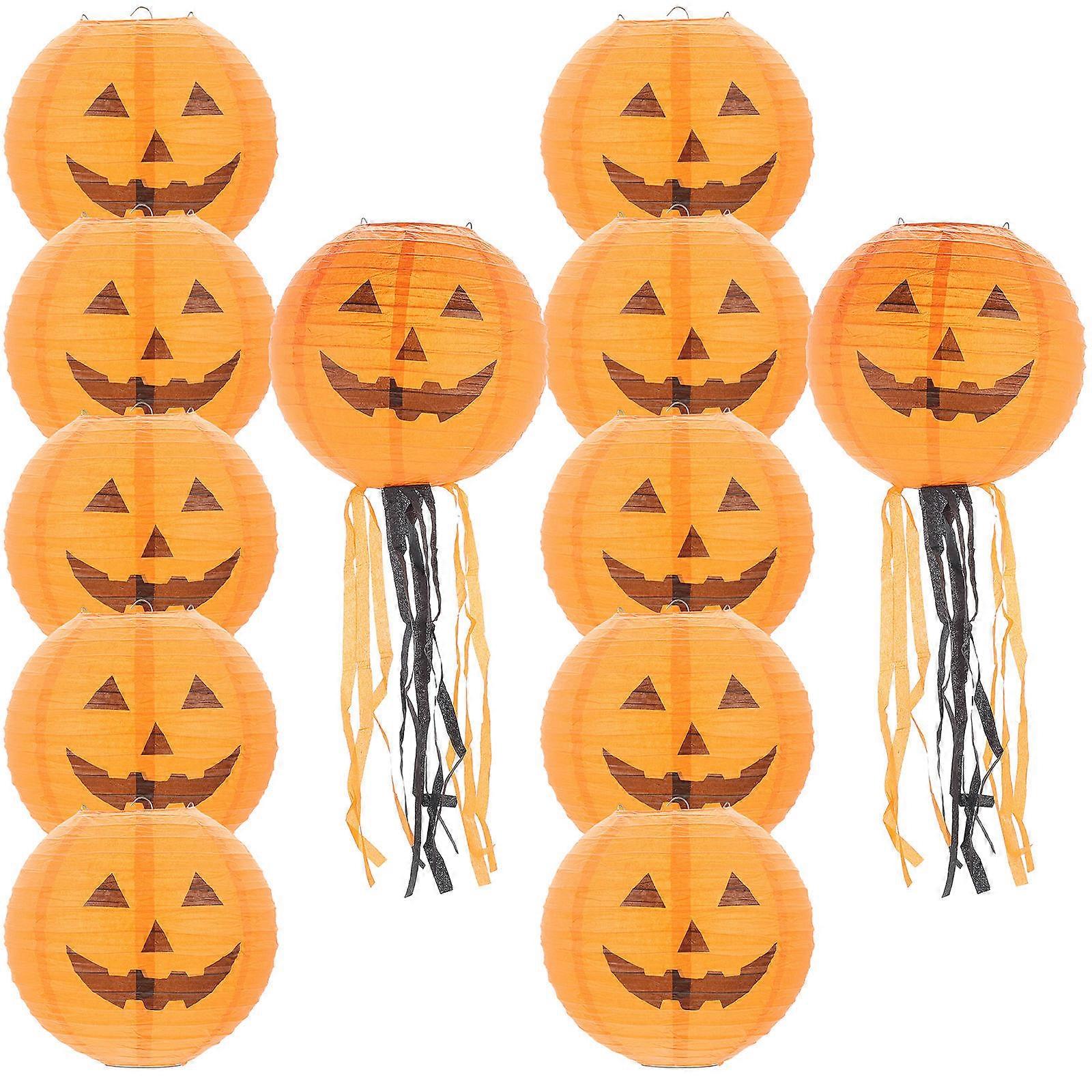 Orange Halloween Pumpkin Lantern for Decoration 12Pcs Paper Lantern Set