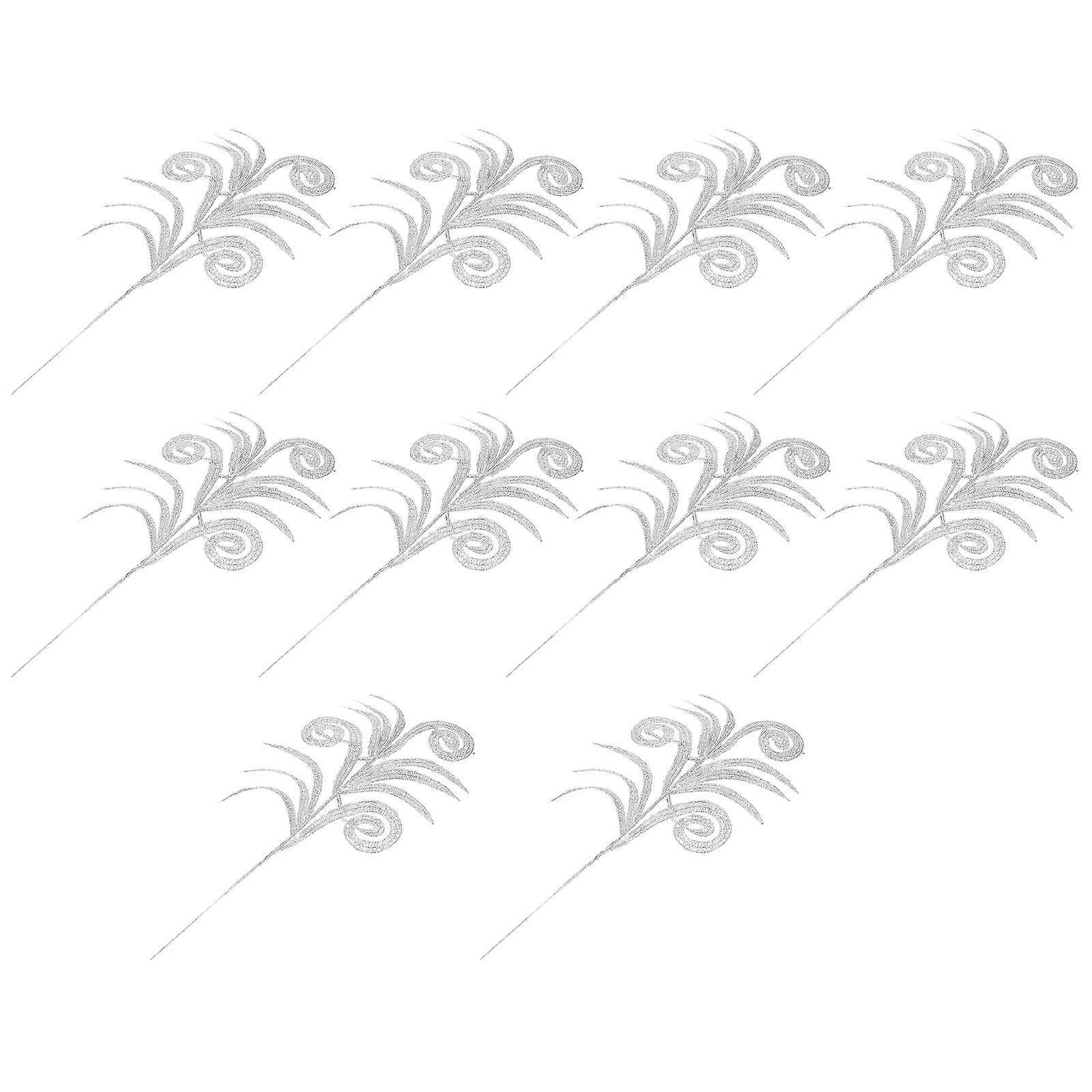 Christmas Decorative Leaf Artificial Leaves for Decoration 10Pcs Silver