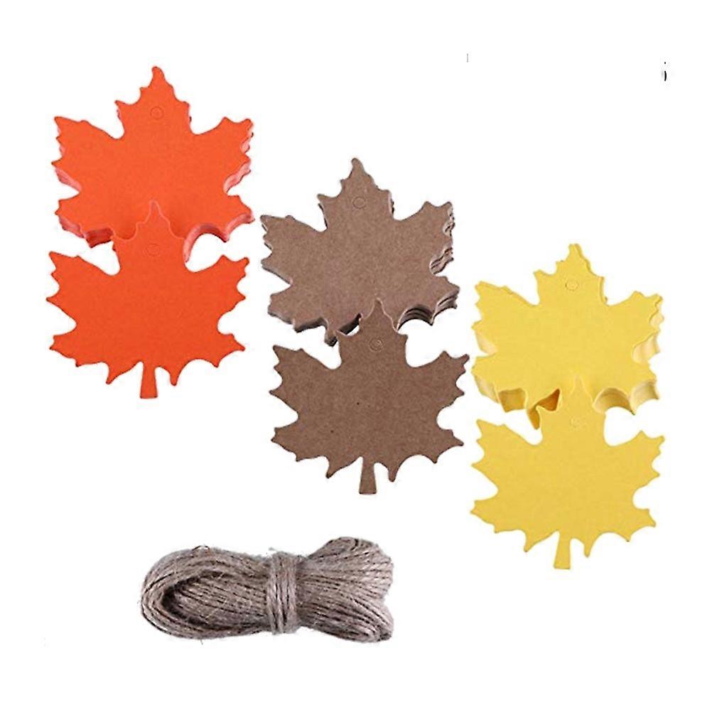 Paper Labels With String Maple Leaf Tags Ink Absorption For Clothing Tags Yellow 150 Pcs