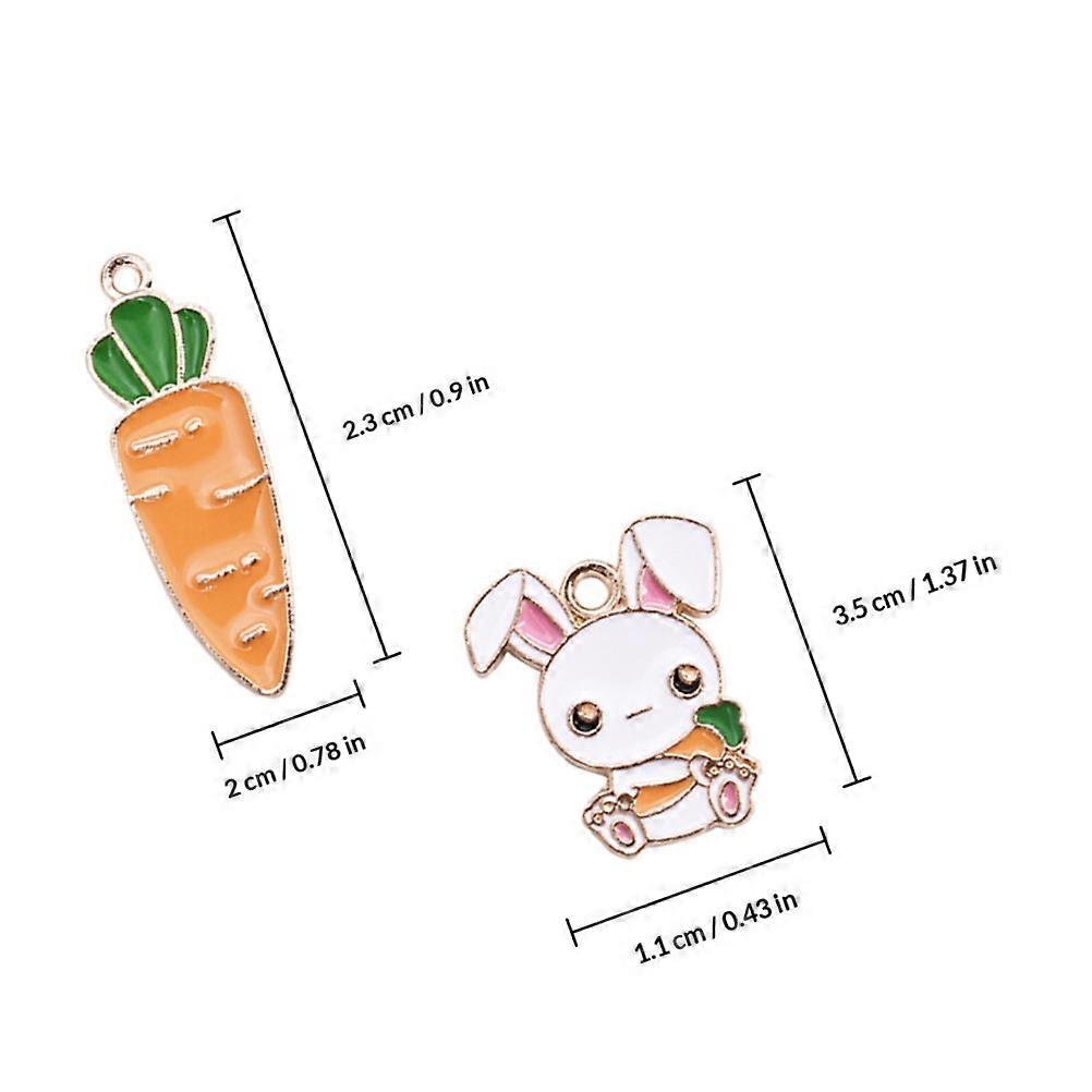 Carrot Rabbit Shaped Pendants Easter Themed Earring Charms for Decor 40Pcs