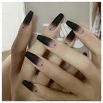Lange, schwarze, künstliche Fingernägel mit Farbverlauf für Halloween, vollständige Abdeckung, DIY-Dekoration, 25-26