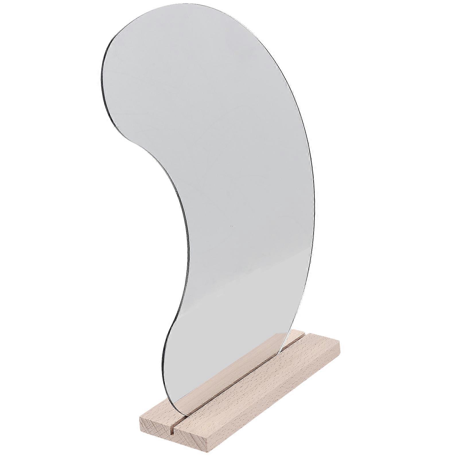 Irregular Mirror Acrylic Makeup Mirror with Wooden Base Desktop 3Pcs