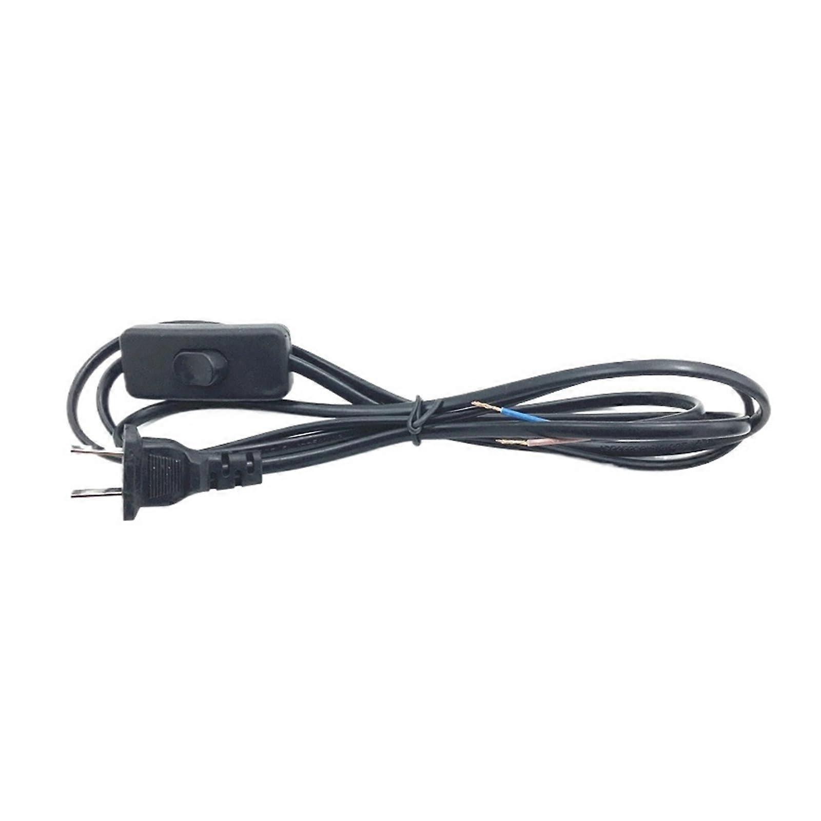 1.8m AC Power Cord with Switch Button, US Plug, Durable Black and White Wire