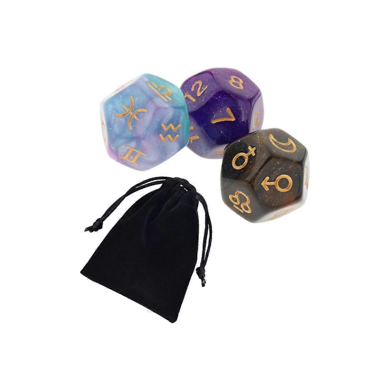 3Pcs Acrylic Astrological Dice Constellation Dice for gifts 