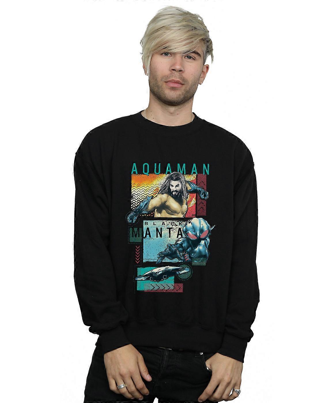 DC Comics Men's Aquaman Character Tiles Sweatshirt