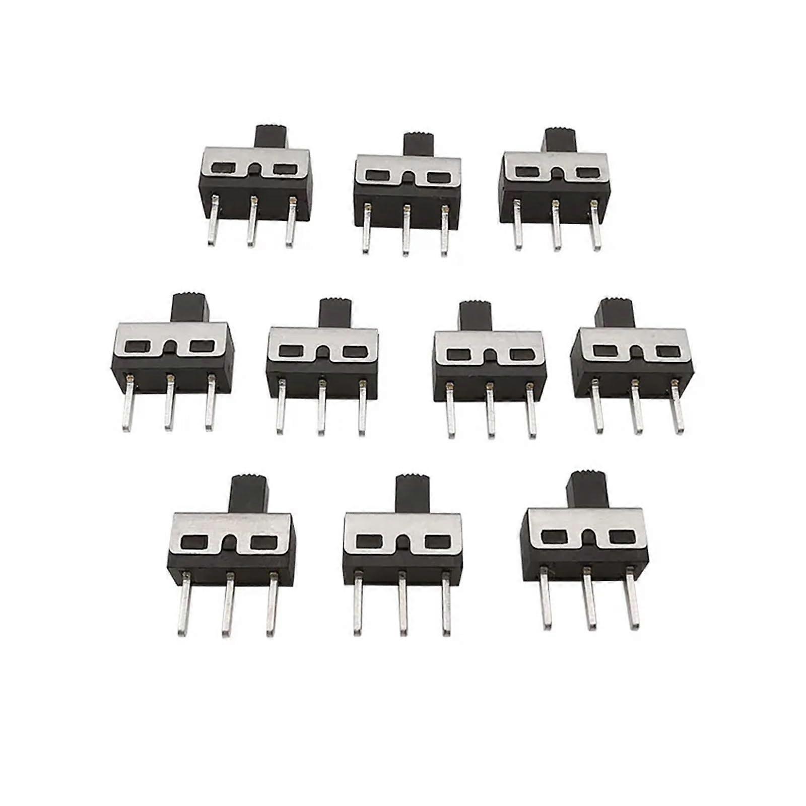 10Pcs SS12D10 3 Pin Toggle Switch 1P2T Slide Control 5mm Handle 2A 125V Durable Design