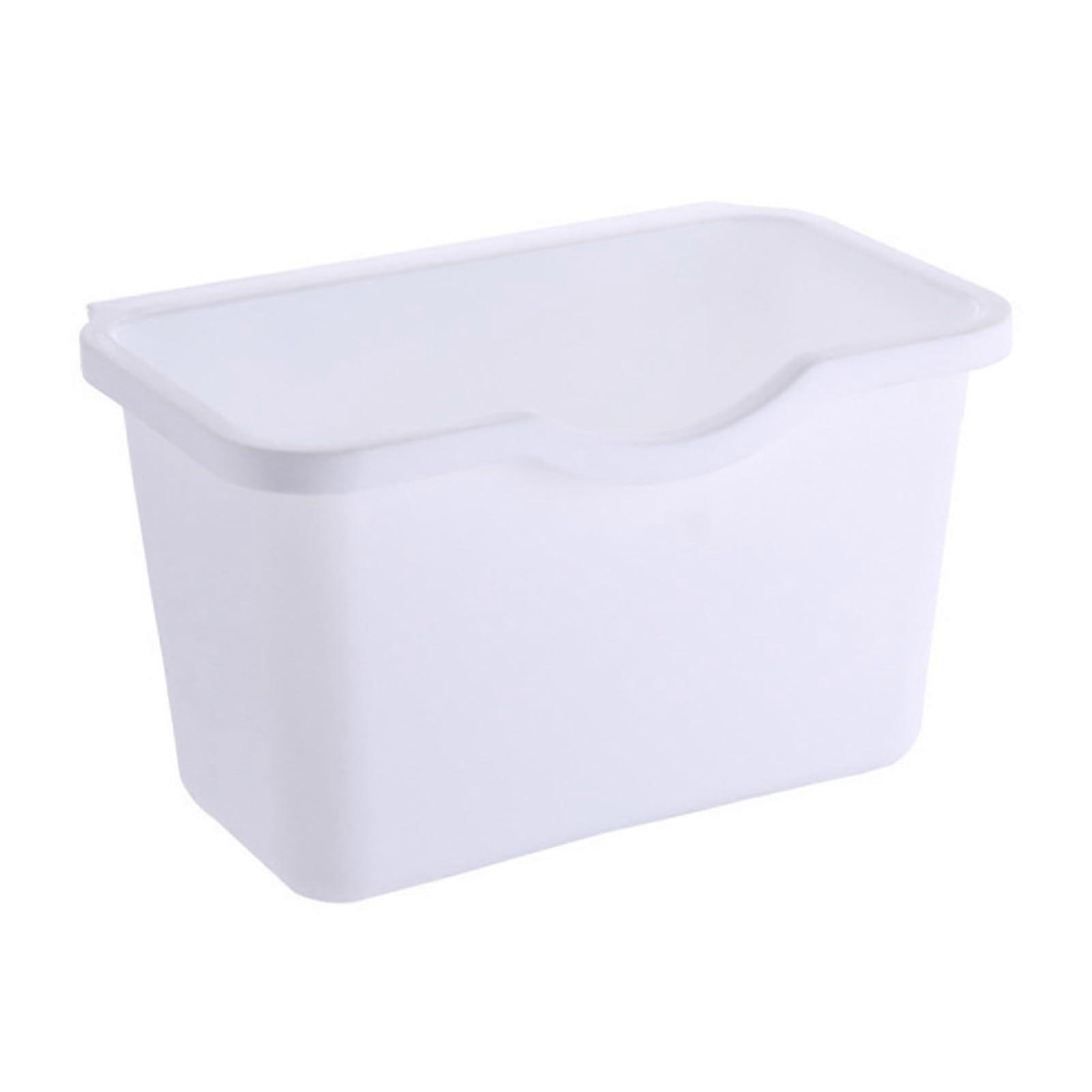 Hanging Trash Can for Kitchen Cabinet, Space Saving Large Opening Durable Plastic Waste Bin Small White